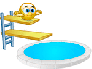 Smiley diving into pool