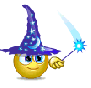 Wizard smiley face waving wand